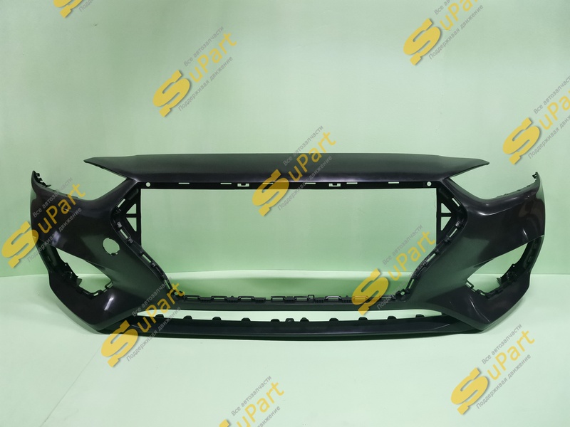 Бампер Hyundai Solaris 2 (2017-2020) передний ЧЕРНЫЙ / SUPART