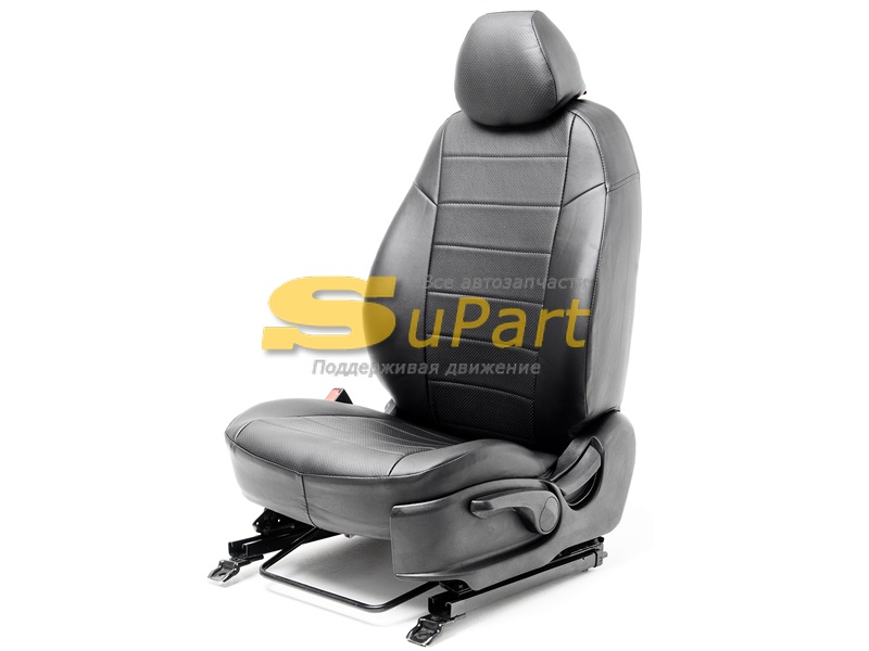 Чехлы Solaris 2 (2017- ) Rio 4 (2017- ) на сиденья ЧЕРНЫЕ  Черная вставка Прямые с Черной ниткой / SUPART