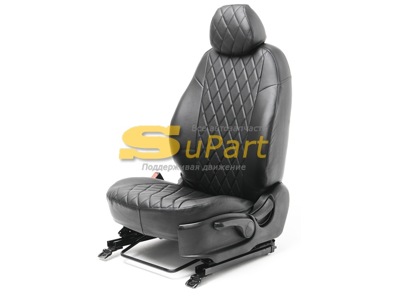 Чехлы Solaris 2 (2017- ) Rio 4 (2017- ) на сиденья ЧЕРНЫЕ  Черная вставка Ромб с Белой ниткой / SUPART