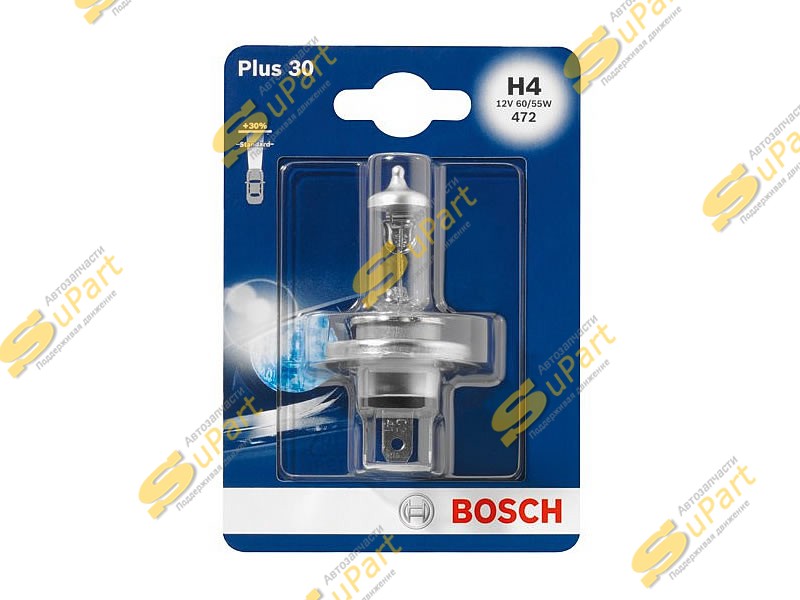 Лампа H4 12V-60/55W PLUS 30 (упаковка блистер) / BOSCH