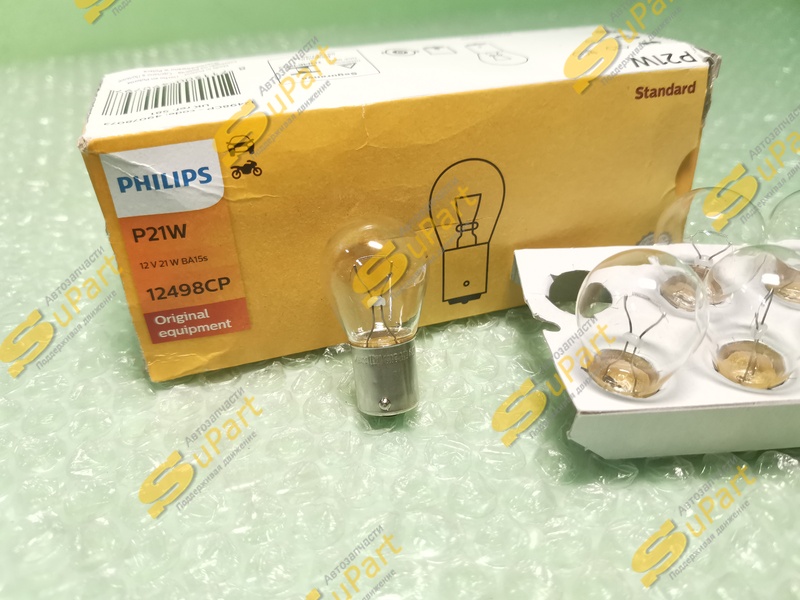 Лампа P21W накаливания 12V 21W BA15S одноконтактная (габарит) (ПТФ) / PHILIPS