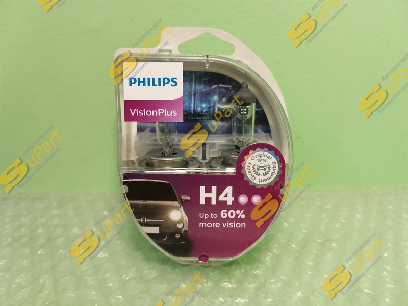 Лампа H4 12V-60/55W VisionPlus 60 (комплект 2 шт.) / PHILIPS