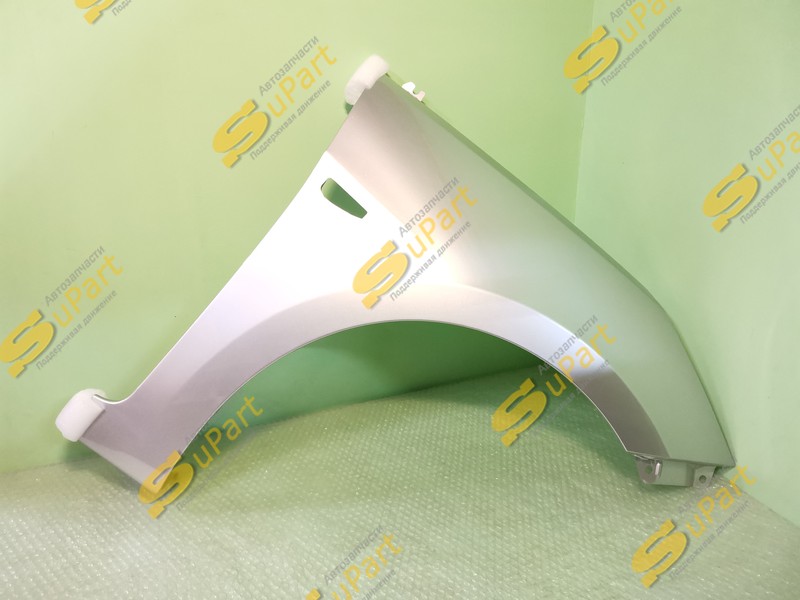 Крыло Hyundai Solaris (2010-2016) переднее с отверстием правое СЕРЕБРИСТОЕ / СПЕЦАВТОПЛАСТ